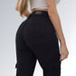 Calça Feminina Sarja Wide Leg Cargo Black Jz New Moda