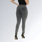 Calça Jeans Feminina Cinza Grafite Manchada Cintura Média Jz New Moda