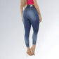 Calça Jeans Feminina Lavagem Azul Cós Largo Quatro Botões Sem Bolso Jz New Moda
