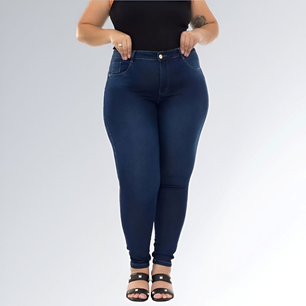 Calça Jeans Feminina Plus Size Cintura Alta Jz New Moda