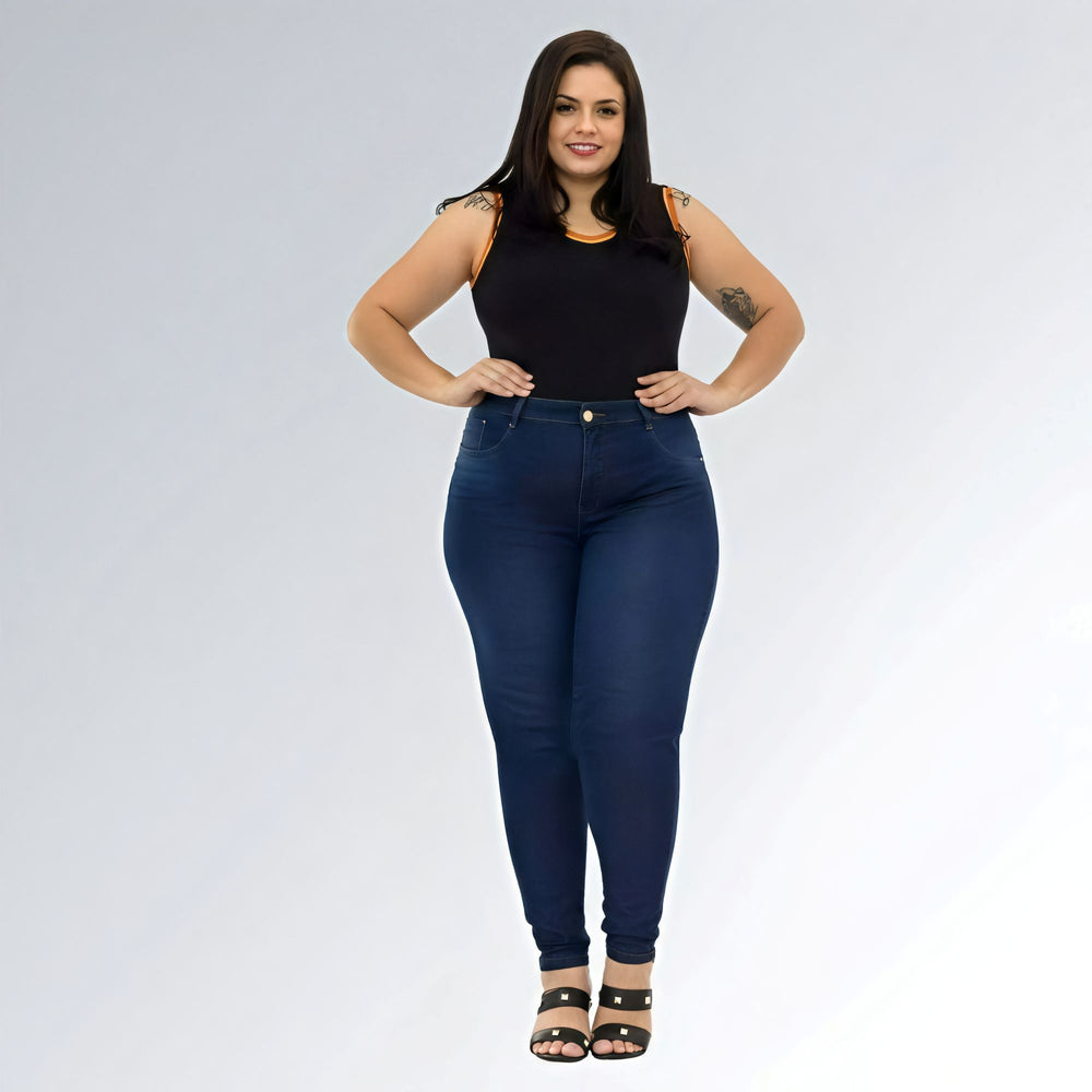 Calça Jeans Feminina Plus Size Cintura Alta Jz New Moda