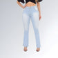 Calça Jeans Flare Azul Clara Feminina Estilosa Jz New Moda