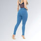Calça Jeans Skinny Azul Claro Délavé Cintura Alta Feminina Jz New Moda