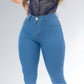 Calça Jeans Skinny Azul Claro Délavé Cintura Alta Feminina Jz New Moda