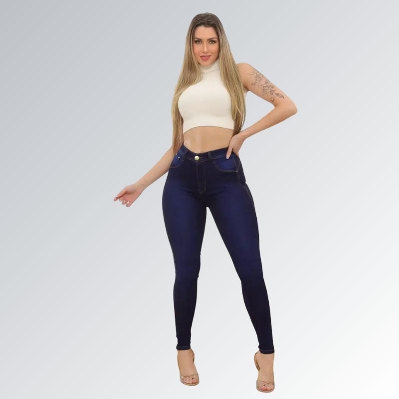 Calça Jeans Skinny Com Cinta Lipo Feminina Estilo Comfort Tecido Premium Jz new moda