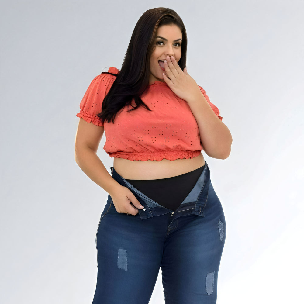 Calça Jeans Skinny Com Cinta Lipo Plus Size Cintura Alta Feminina Jz New Moda