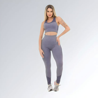 Calça Legging Fitness Cinza Azul Feminino Jz New Moda