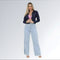 Jaqueta Jeans Cropped Feminina Azul Escuro com Puídos Jz New Moda