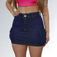 Mini Saia Jeans Cargo Azul Escuro Bolsos Feminina Jz New Moda