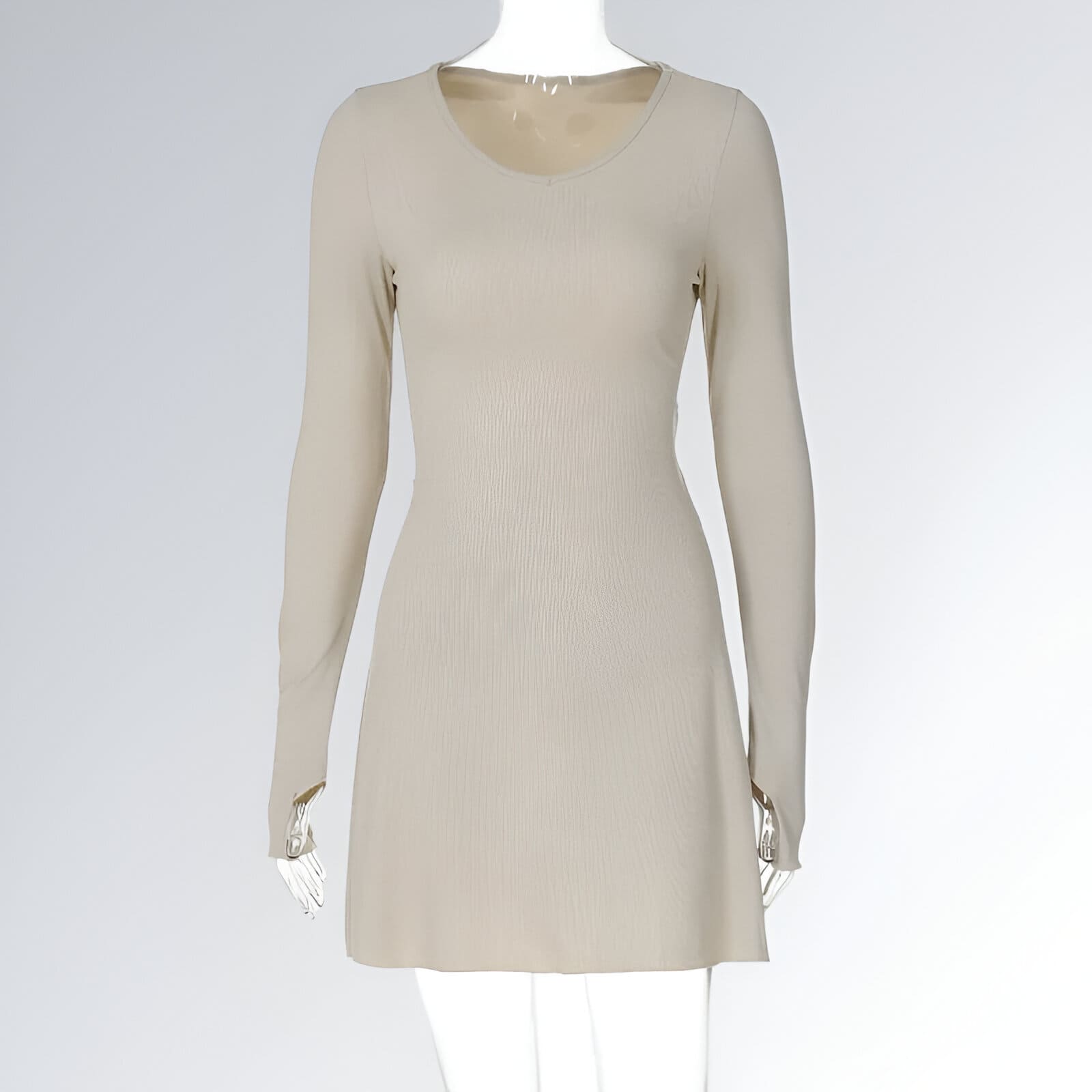 Mini Vestido Decote em V Manga Comprida Slim Feminino Jz new moda