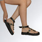 Sandália Plataforma Feminina GuGi Birken Com Pirâmides Douradas