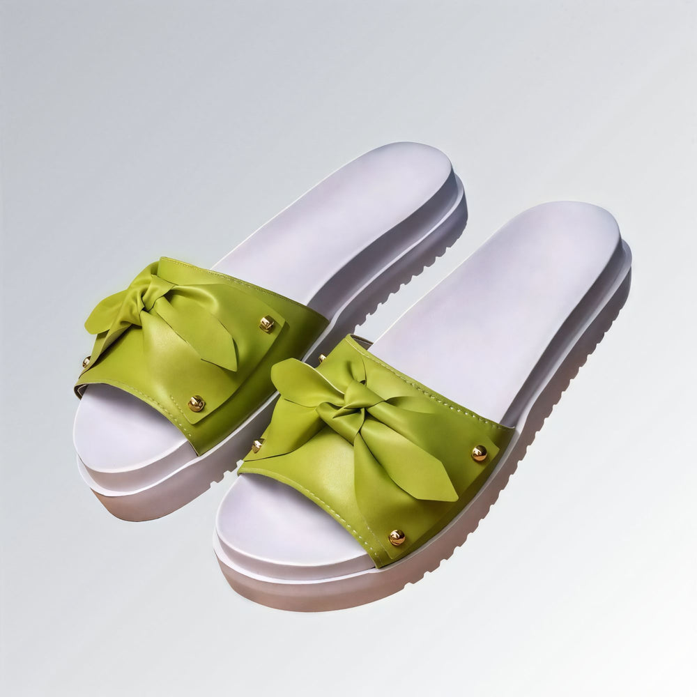 Sandália Slide Tamanco Feminino GuGi Sola Plataforma Com Laço Jz new moda