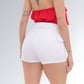 Shorts Cargo Feminino Cintura Alta Sarja Branco Jz New Moda