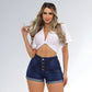 Shorts Jeans 4 Botões Cintura Alta Feminino Jz New Moda