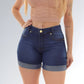 Shorts Jeans Detalhe Barra Dobrada Feminino Jz New Moda