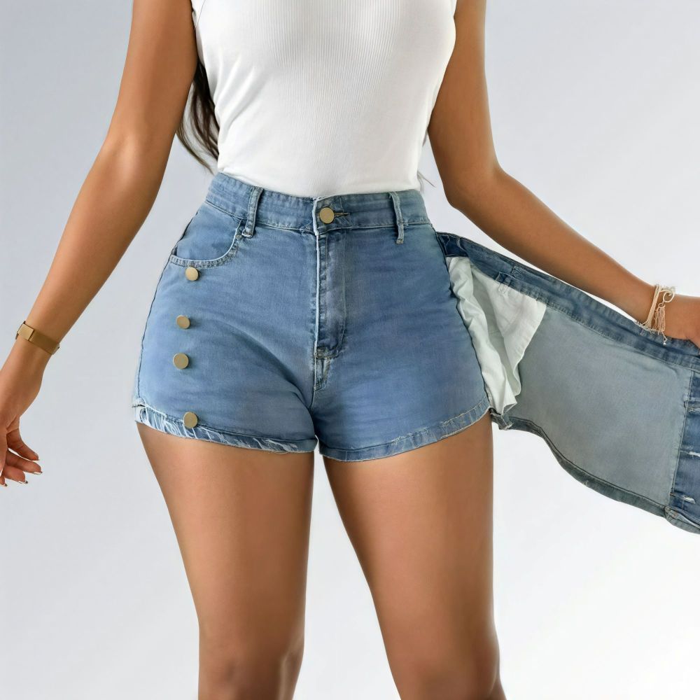 Shorts Saia Feminino com Bolso Design com Botões Jz new moda