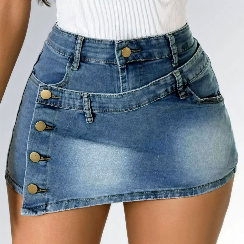 Shorts Saia Feminino com Bolso Design com Botões Jz new moda