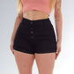 Shorts Sarja Feminino Black Cintura Alta Quadro Botões Moda Verão Jz New Moda