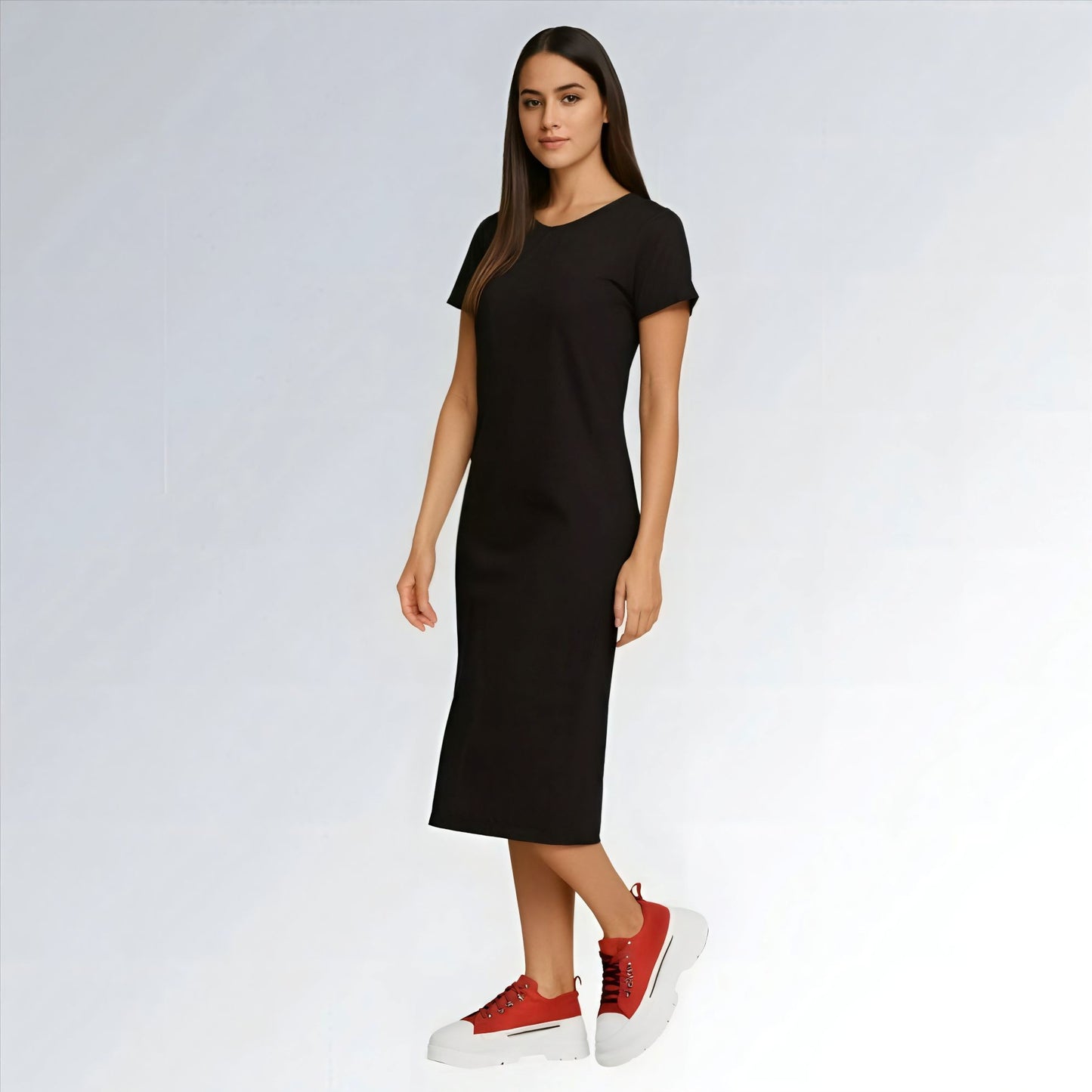 Tênis feminino casual vermelho GuGi com plataforma microexpandida, solado branco macio e design moderno.