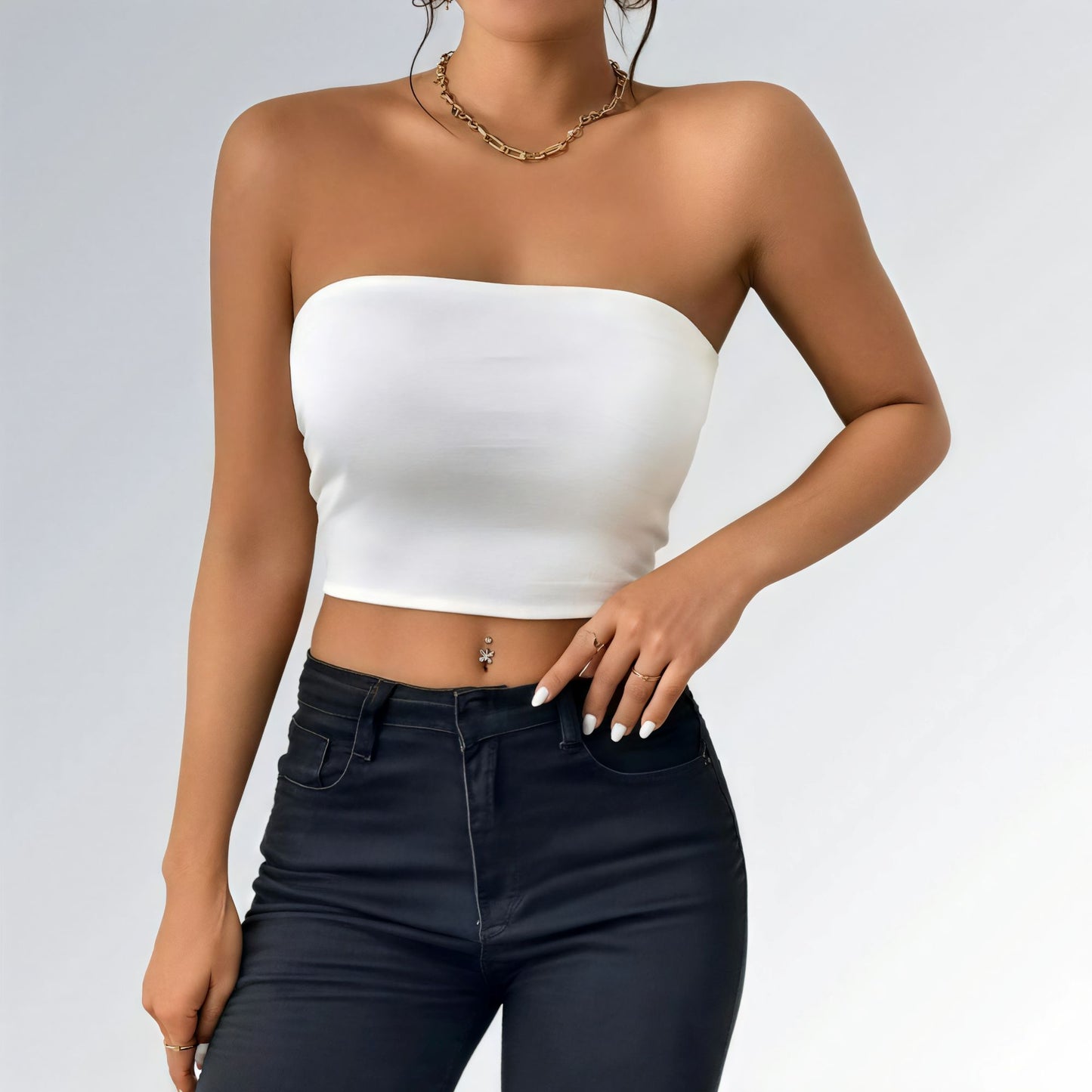 Top Bodycon Crop Tube Feminino Jz new moda