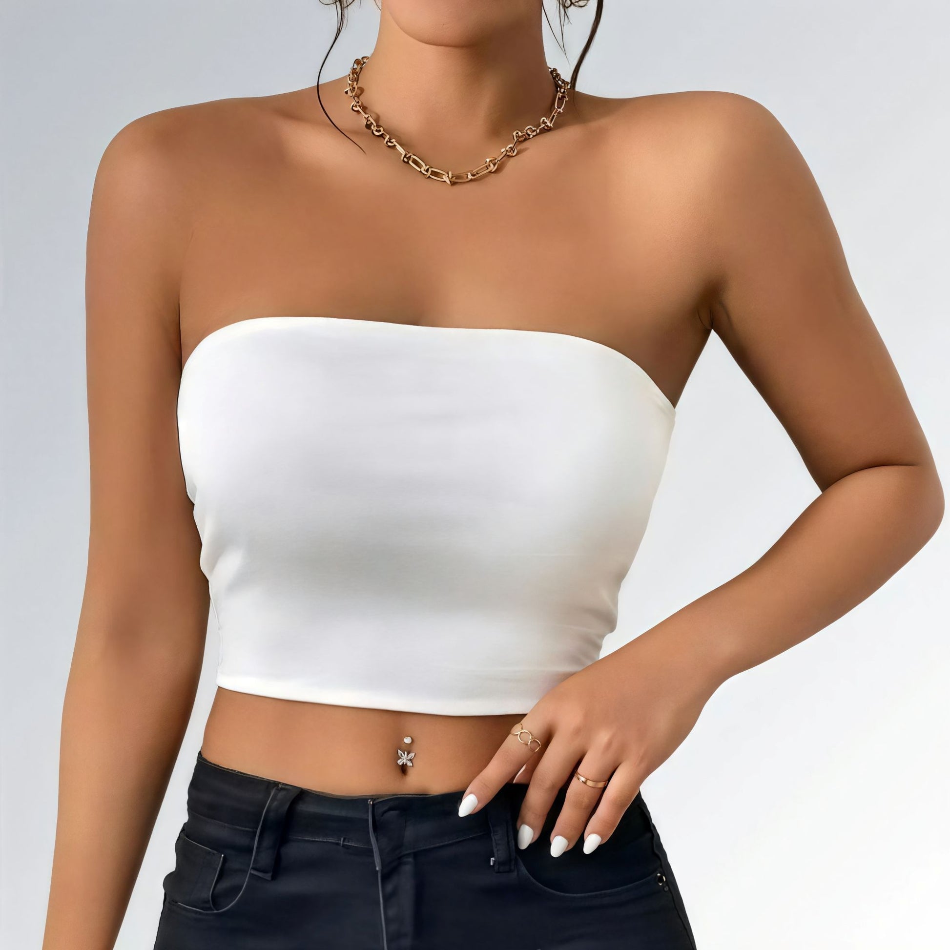 Top Bodycon Crop Tube Feminino Jz new moda